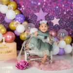 Purple glitter and stars cake smash session | Ziyana
